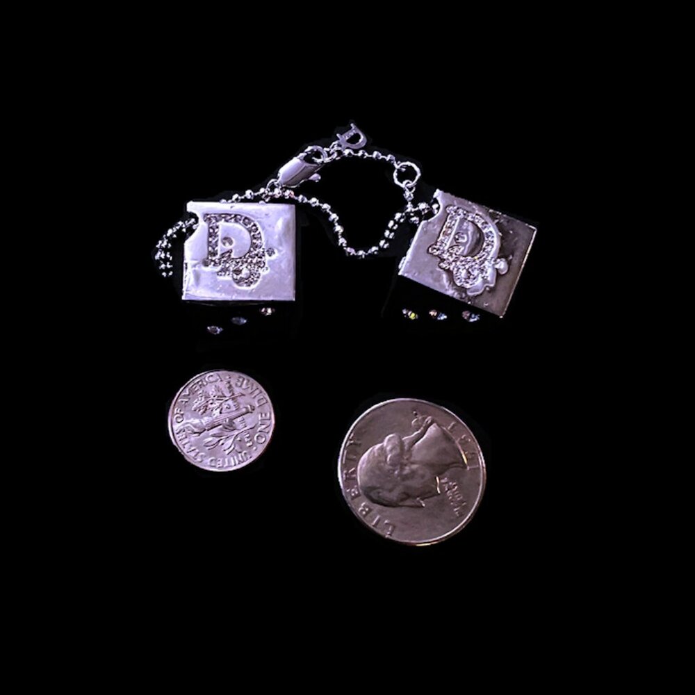 Vintage Christian DIOR Silver Tone Crystal 7” Dice Charm Bracelet Fall 2004 - Picture 6 of 9